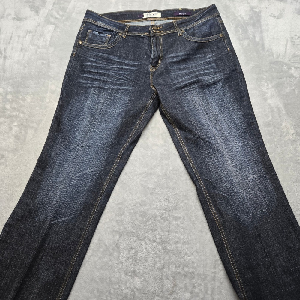 Vigold Womens Bootcut Jeans Dark Wash‎ Embroidered Sequin Pockets Size 17